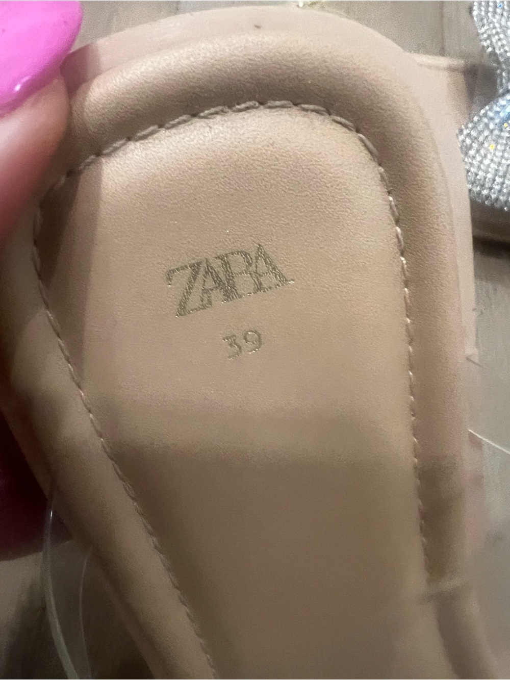 Zara Silver Crystal Bow Slide Sandals - Picture 4 of 4